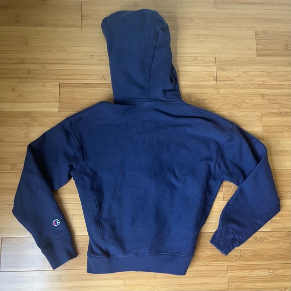VTG Champion Reverse Weave Full Zip Navy Blue Hoodie Sweatshirt - Small - Picture 2 of 9